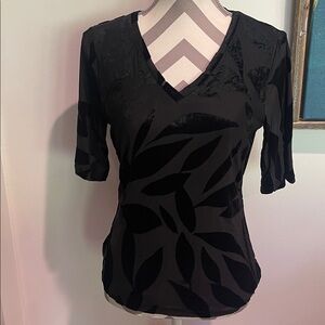 Calvin Klein Black Patterned Short Sleeve Top